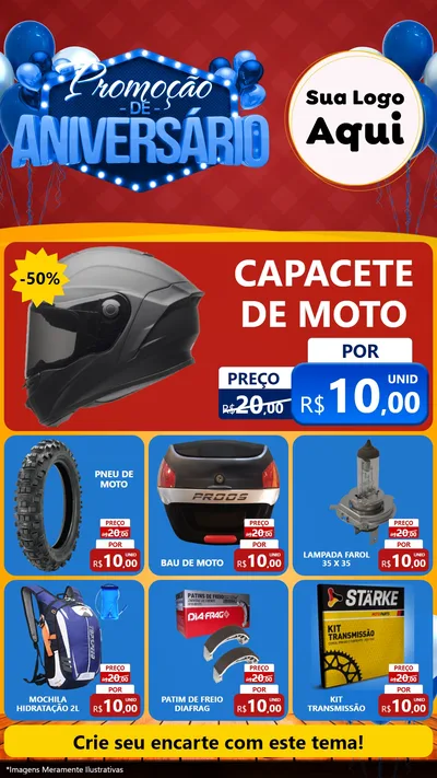 Modelo de Rede Social para Stories com o tema Promoção de Aniversário para Moto peças