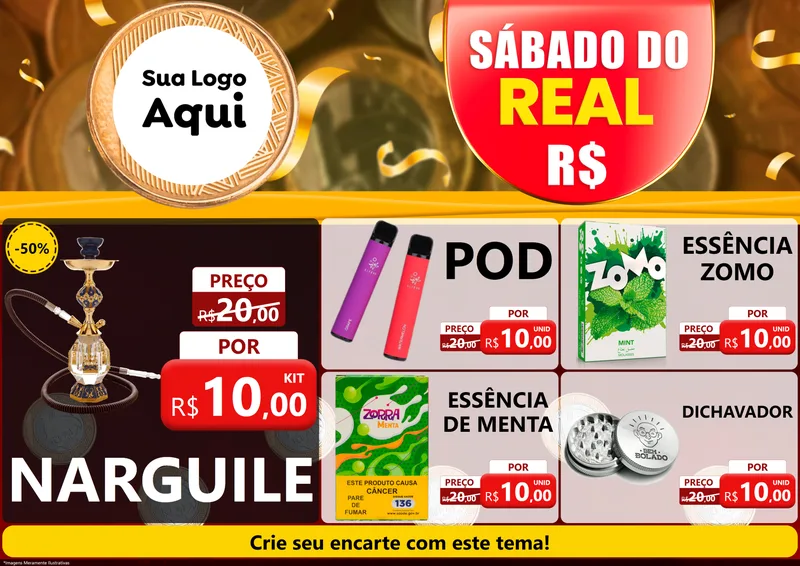 Modelo de Encarte para Encarte A4 Horizontal com o tema Sábado do Real para Tabacaria