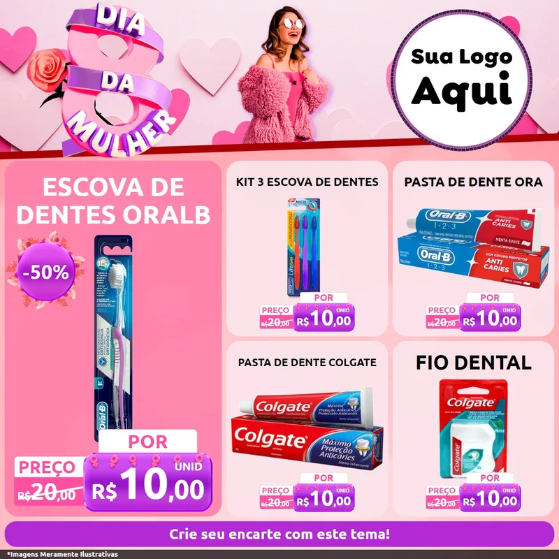 Modelo de Rede Social para Feed Facebook com o tema Dia da Mulher para Higiene Pessoal