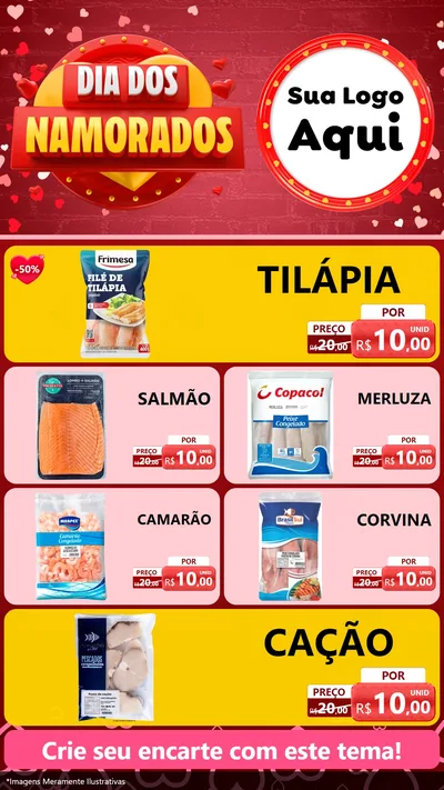 Modelo de TV para TV Vertical com o tema Dia Dos Namorados para Peixaria