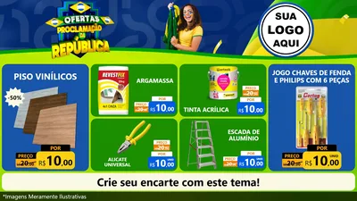 Modelo de TV para TV Horizontal com o tema Ofertas Proclamação da República para Material para Construção