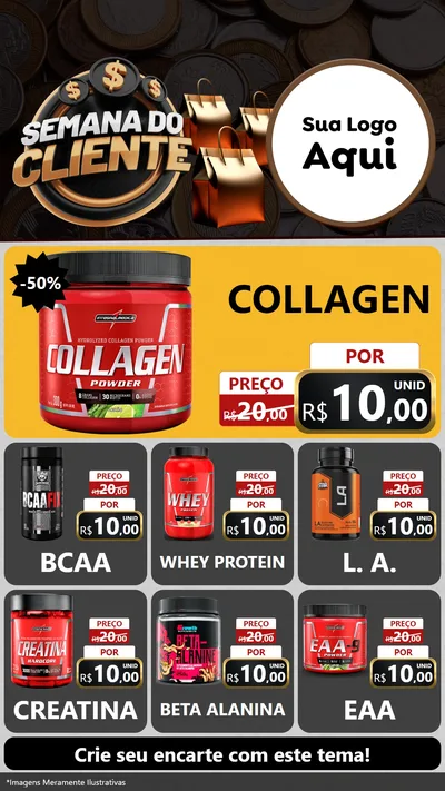 Modelo de Rede Social para Stories com o tema Semana do Cliente para Suplementos alimentares