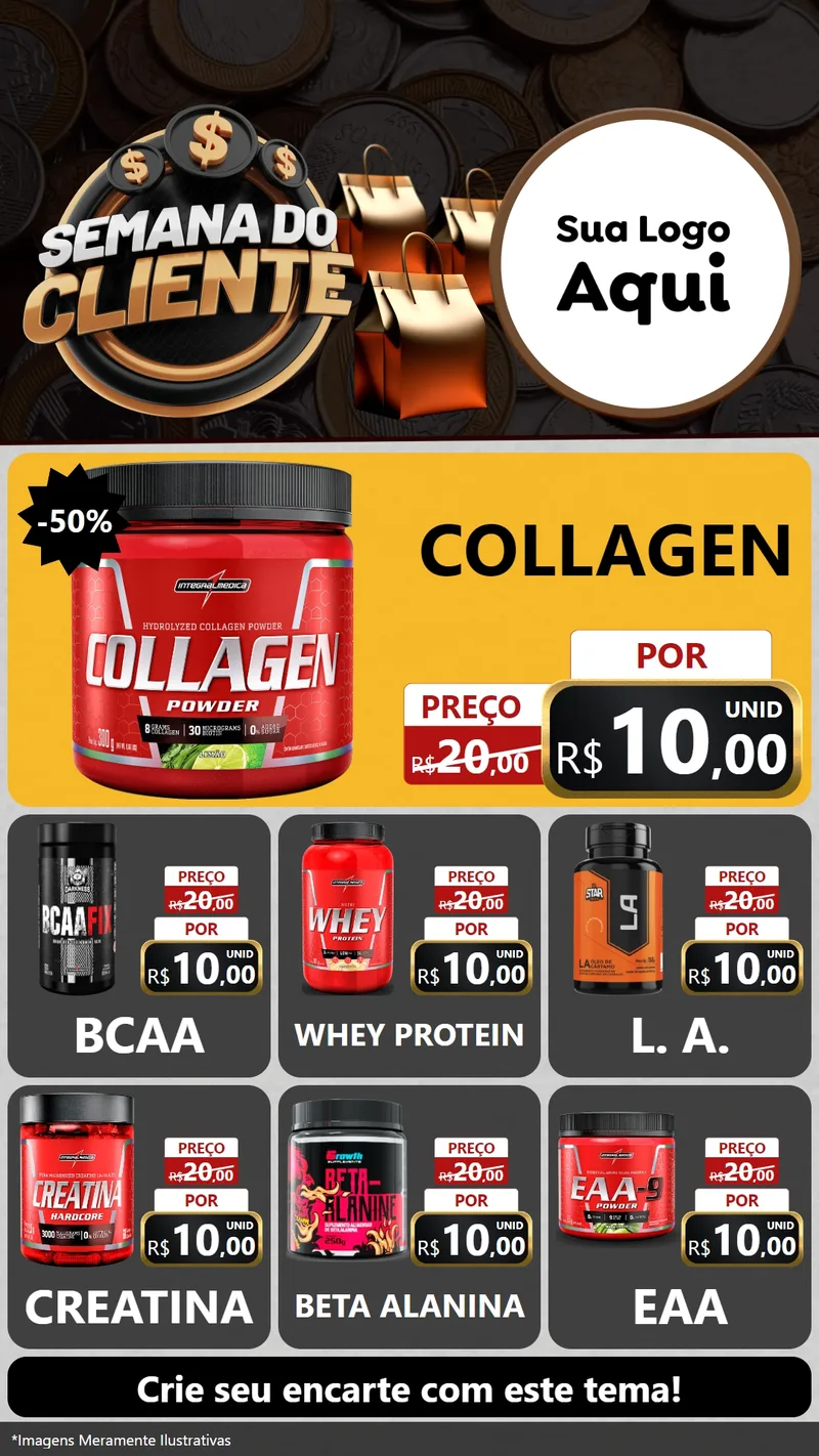 Modelo de Rede Social para Stories com o tema Semana do Cliente para Suplementos alimentares