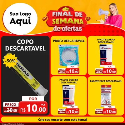 Modelo de Rede Social para Feed Facebook com o tema Final de Semana de Ofertas para Embalagens