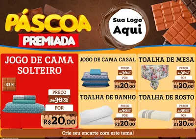 Modelo de Encarte para Encarte A4 Horizontal com o tema Páscoa Premiada para Cama, Mesa e Banho
