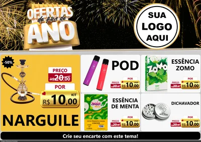 Modelo de Encarte para Encarte A4 Horizontal com o tema Ofertas de Fim de Ano para Tabacaria