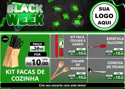 Modelo de Encarte para Encarte A4 Horizontal com o tema Black Week para Utilidades Domésticas