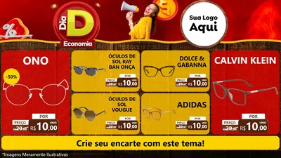 Modelo de TV para TV Horizontal com o tema Dia D Economia para Óticas