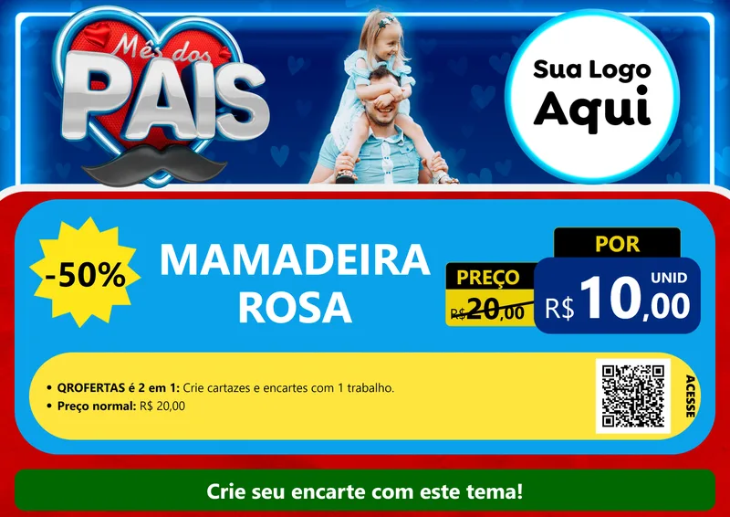 Modelo de Cartaz para Cartaz A4 Horizontal com o tema Mês Dos Pais para Bebês