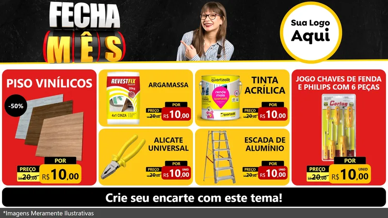 Modelo de TV para TV Horizontal com o tema Fecha Mês para Material para Construção
