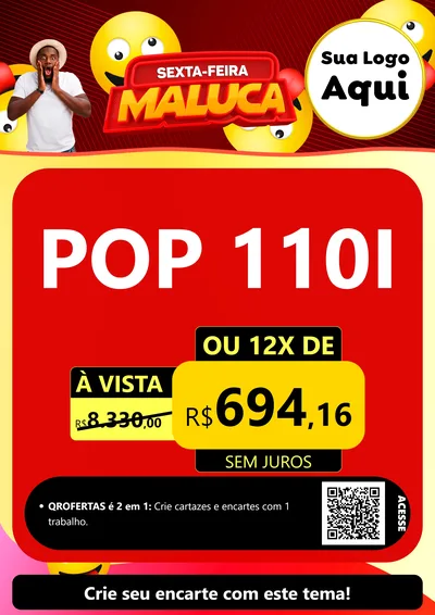 Modelo de Cartaz para Cartaz A4 Vertical com o tema Sexta-feira Maluca para Concessionaria de Motos
