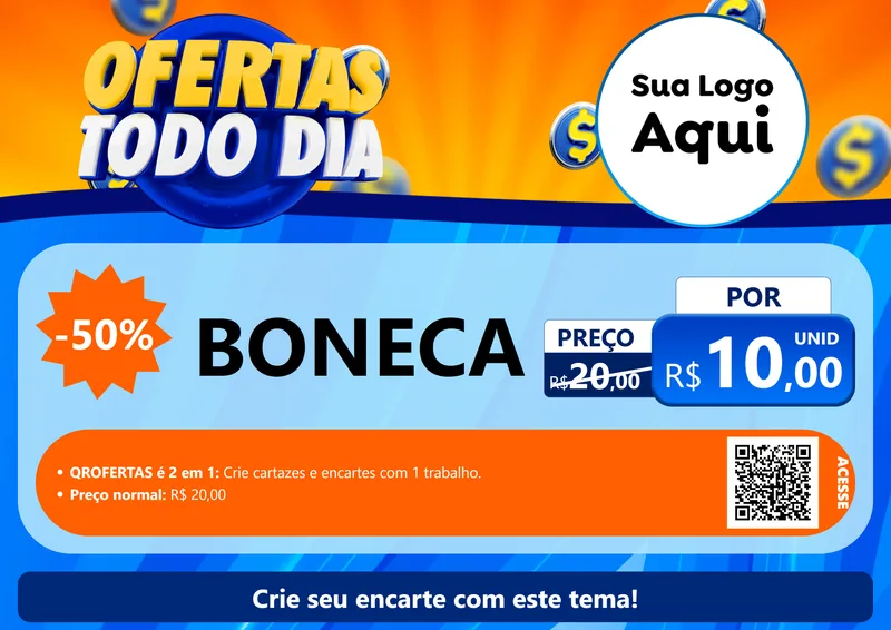 Modelo de Cartaz para Cartaz A4 Horizontal com o tema Ofertas Todo Dia para Brinquedos