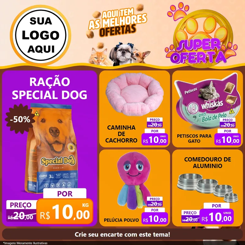 Modelo de Rede Social para Feed Facebook com o tema Super Oferta - Pet Shop para Pet Shop