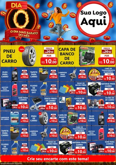 Modelo de Encarte para Encarte A4 Vertical com o tema Dia O - O Dia Mais Barato Do Mês para Auto peças