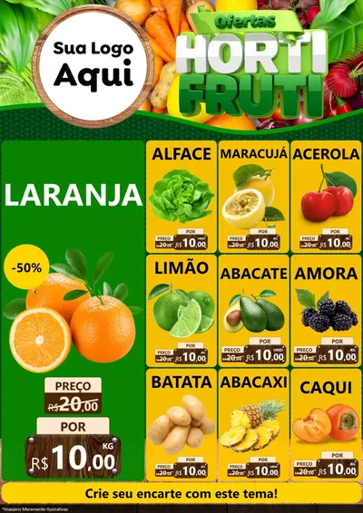 Modelo de Encarte para Encarte A4 Vertical com o tema Ofertas Hortifrúti para Hortifrúti