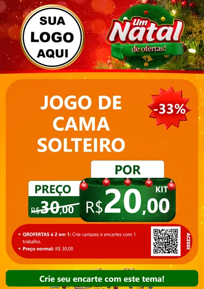 Modelo de Cartaz para Cartaz A4 Vertical com o tema Um Natal de Ofertas para Cama, Mesa e Banho