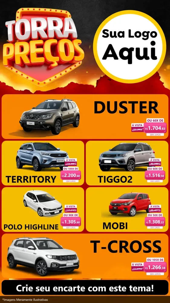 Modelo de TV para TV Vertical com o tema Torra Preços para Concessionaria de Carros