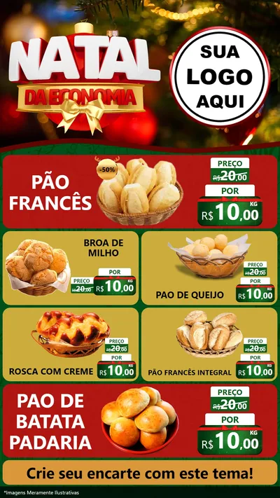 Modelo de TV para TV Vertical com o tema Natal da Economia para Padaria