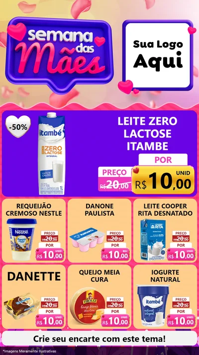 Modelo de Rede Social para Stories com o tema Semana das Mães para Frios e Laticínios