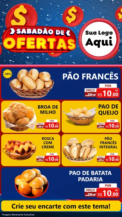 Modelo de TV para TV Vertical com o tema Sabadão de Ofertas para Padaria