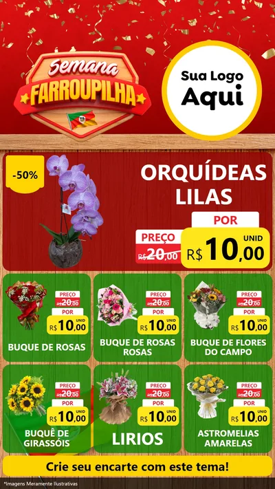 Modelo de Rede Social para Stories com o tema Semana Farroupilha para Floricultura e jardim