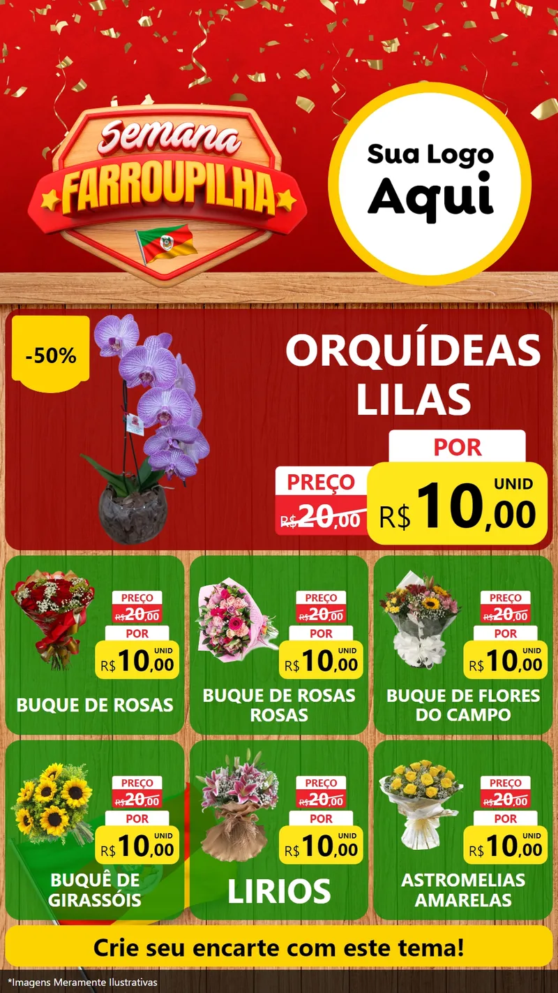 Modelo de Rede Social para Stories com o tema Semana Farroupilha para Floricultura e jardim