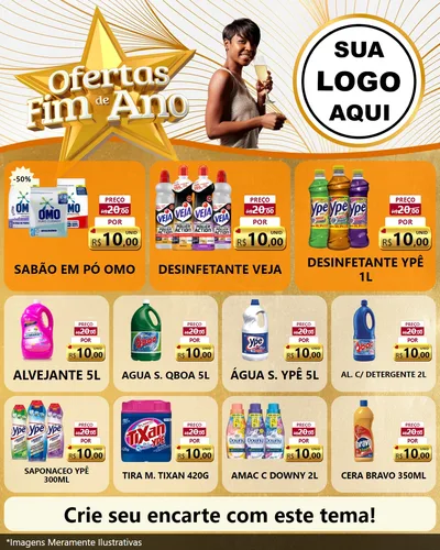 Modelo de Rede Social para Feed Instagram com o tema Ofertas Fim de Ano para Produtos de Limpeza