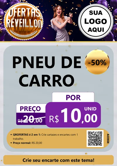 Modelo de Cartaz para Cartaz A4 Vertical com o tema Ofertas de Réveillon para Auto peças