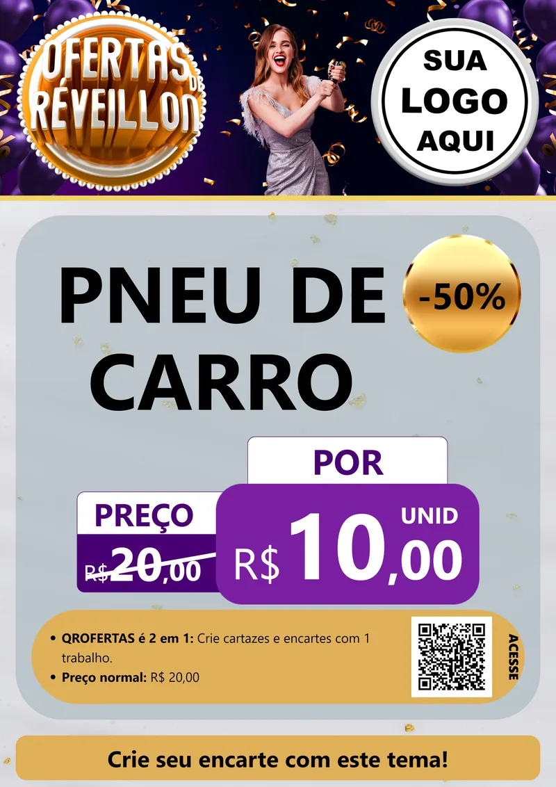 Modelo de Cartaz para Cartaz A4 Vertical com o tema Ofertas de Réveillon para Auto peças