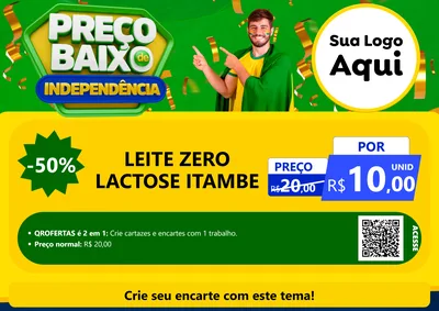 Modelo de Cartaz para Cartaz A4 Horizontal com o tema Preço Baixo de Independência para Frios e Laticínios