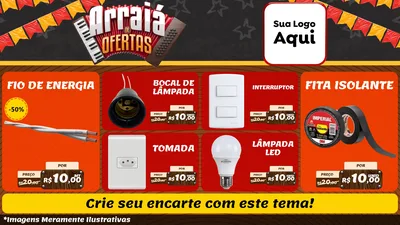 Modelo de TV para TV Horizontal com o tema Arraiá de Ofertas - Junina para Materiais Elétricos