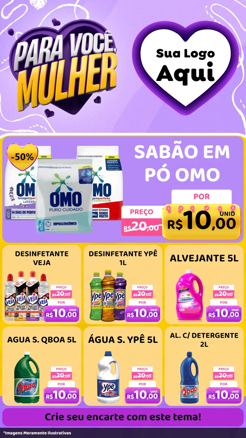 Modelo de Rede Social para Stories com o tema Para Você, Mulher para Produtos de Limpeza