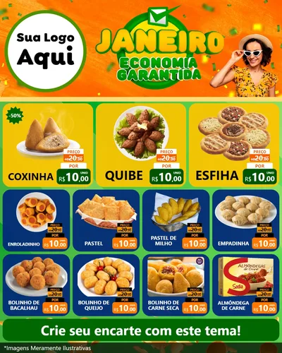 Modelo de Rede Social para Feed Instagram com o tema Janeiro - Economia Garantida para Salgadaria