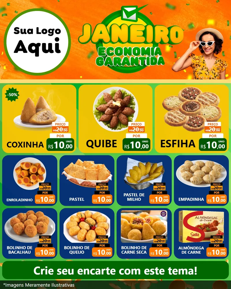 Modelo de Rede Social para Feed Instagram com o tema Janeiro - Economia Garantida para Salgadaria