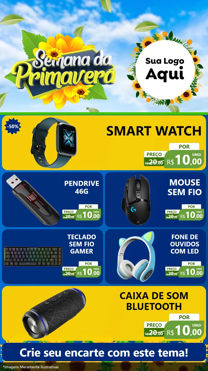 Modelo de TV para TV Vertical com o tema Semana da Primavera para Informática