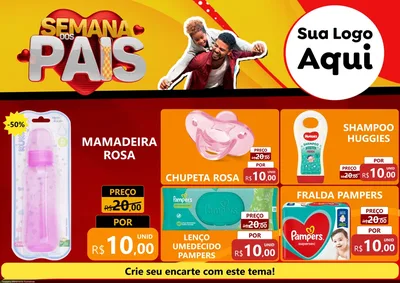 Modelo de Encarte para Encarte A4 Horizontal com o tema Semana Dos Pais para Bebês