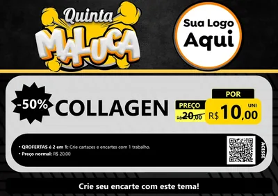 Modelo de Cartaz para Cartaz A4 Horizontal com o tema Quinta Maluca para Suplementos alimentares