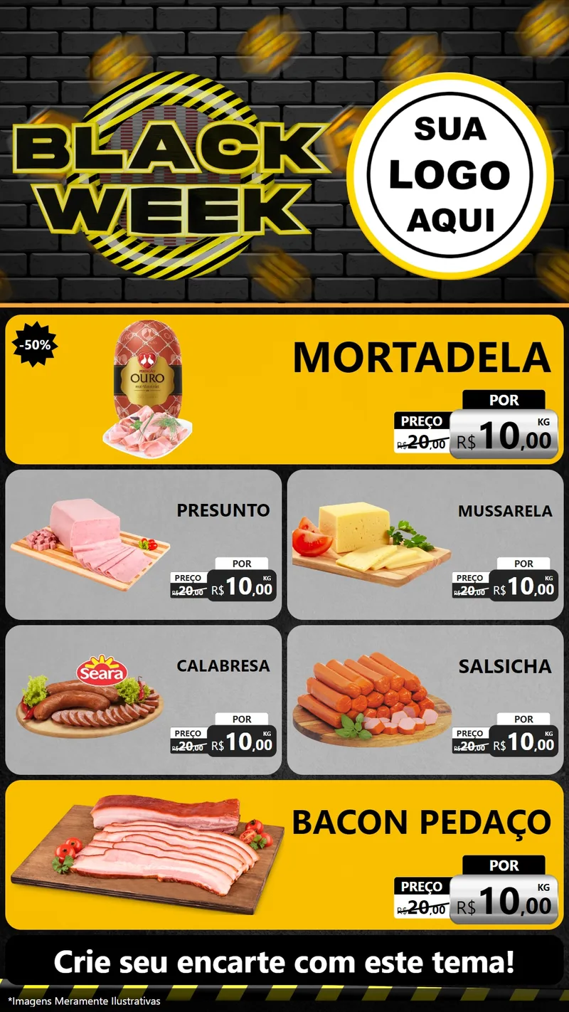 Modelo de TV para TV Vertical com o tema Black Week para Frios e Laticínios