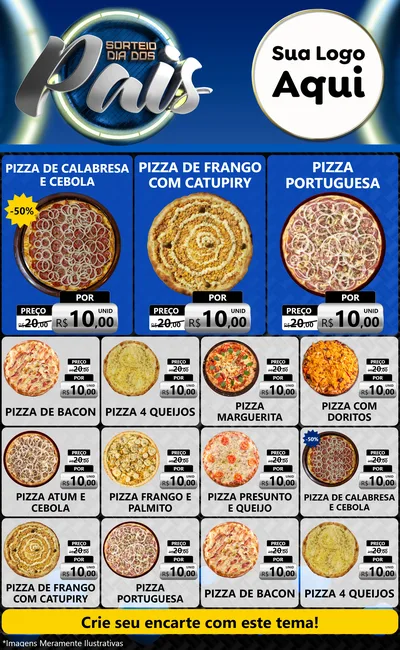 Modelo de Encarte para Encarte Grande com o tema Sorteio Dia Dos Pais para Pizzaria