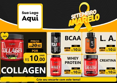 Modelo de Encarte para Encarte A4 Horizontal com o tema Setembro Amarelo para Suplementos alimentares