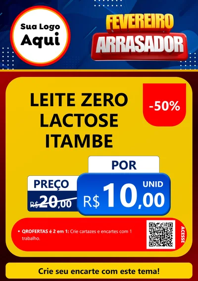 Modelo de Cartaz para Cartaz A4 Vertical com o tema Fevereiro Arrasador para Frios e Laticínios