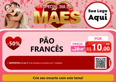 Modelo de Cartaz para Cartaz A4 Horizontal com o tema Especial Dia Das Mães para Padaria