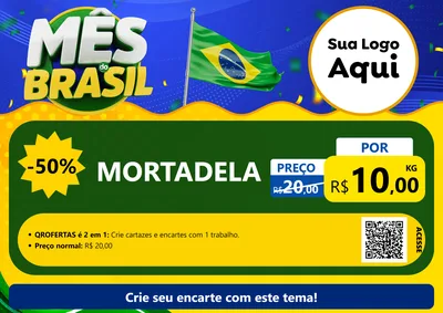 Modelo de Cartaz para Cartaz A4 Horizontal com o tema Mês do Brasil para Frios e Laticínios