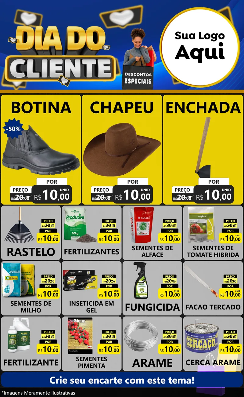 Modelo de Encarte para Encarte Grande com o tema Dia Do Cliente para Agropecuária