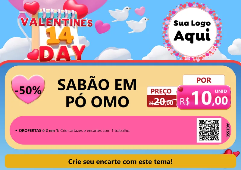 Modelo de Cartaz para Cartaz A4 Horizontal com o tema Valentine's Day para Produtos de Limpeza