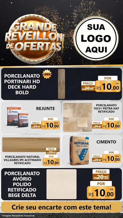 Modelo de TV para TV Vertical com o tema Grande Réveillon de Ofertas para Pisos e revestimentos