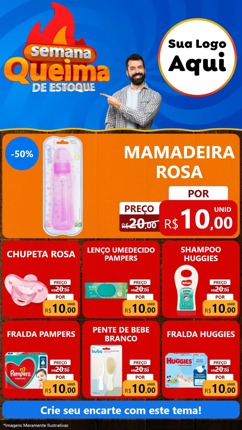 Modelo de Rede Social para Stories com o tema Semana Queima de Estoque para Bebês