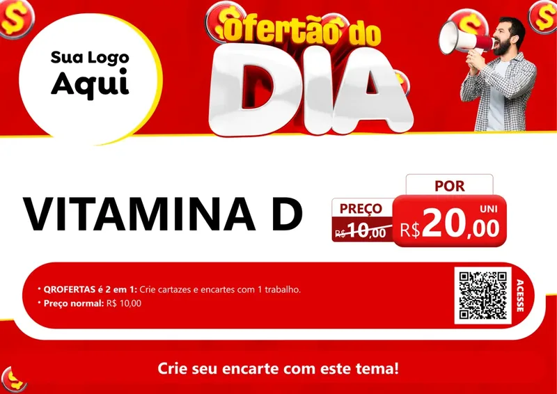 Modelo de Cartaz para Cartaz A4 Horizontal com o tema Ofertão do dia para Farmácia