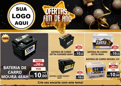 Modelo de Encarte para Encarte A4 Horizontal com o tema Ofertas de Fim de Ano para Baterias Elétricas