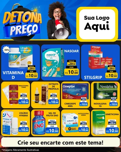 Modelo de Rede Social para Feed Instagram com o tema Detona Preços para Farmácia